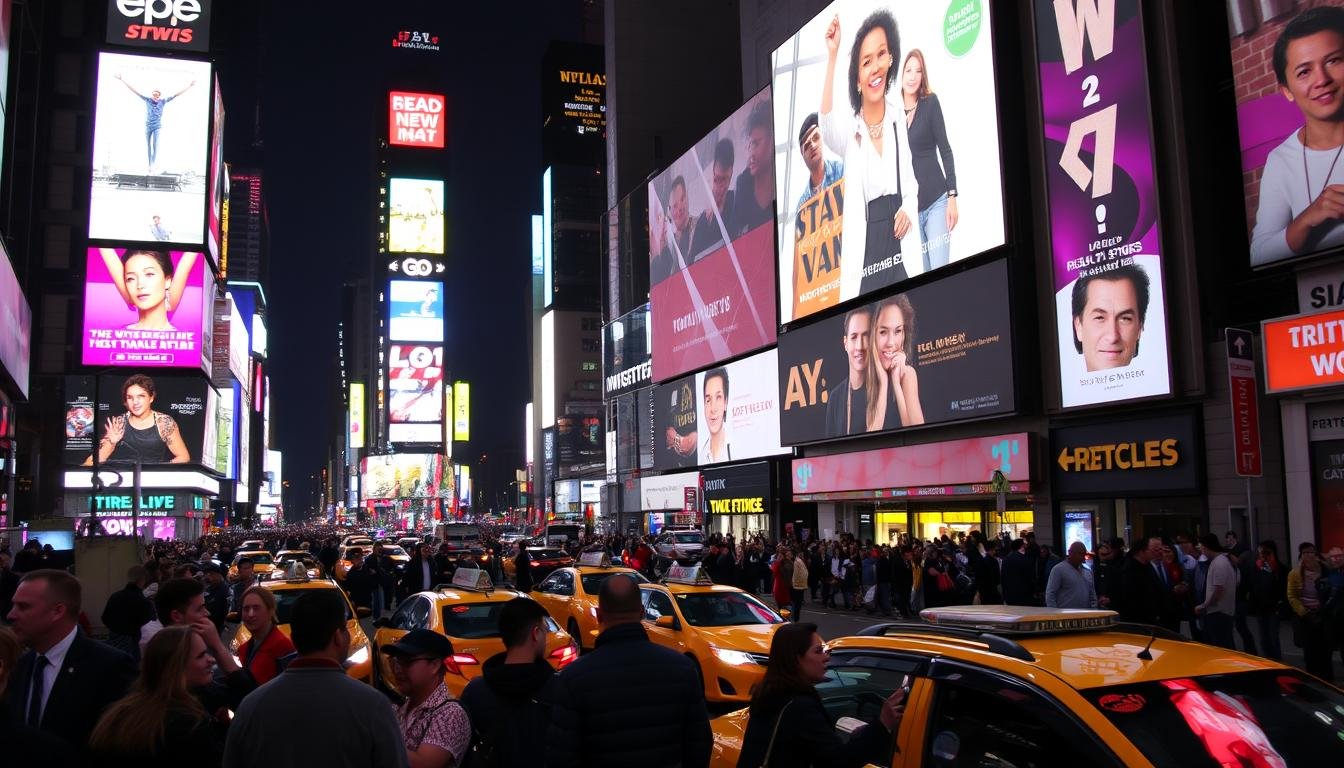 Times Square bustling scene